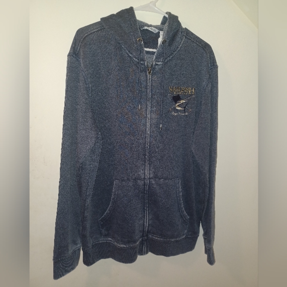 NWT Camp David Sailfish Marina distressed Gray men's  L hoodie (100724A)